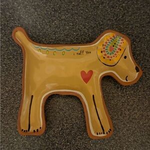 Yellow Dog-Shaped Ceramic Plate